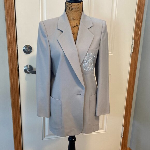 Blue Gray Wool Blazer Jacket EUC Women Size S - Picture 1 of 16